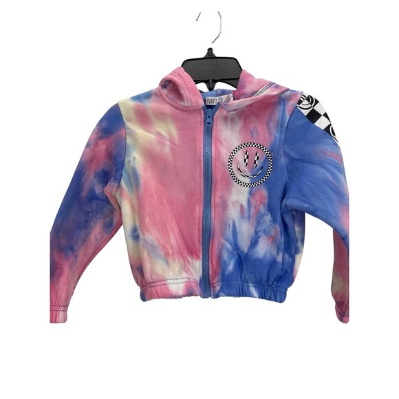 Stella Tweed Girls Small Tie Dye Zip Up Jacket Pink Purple Blue Hoodie - Picture 1 of 7